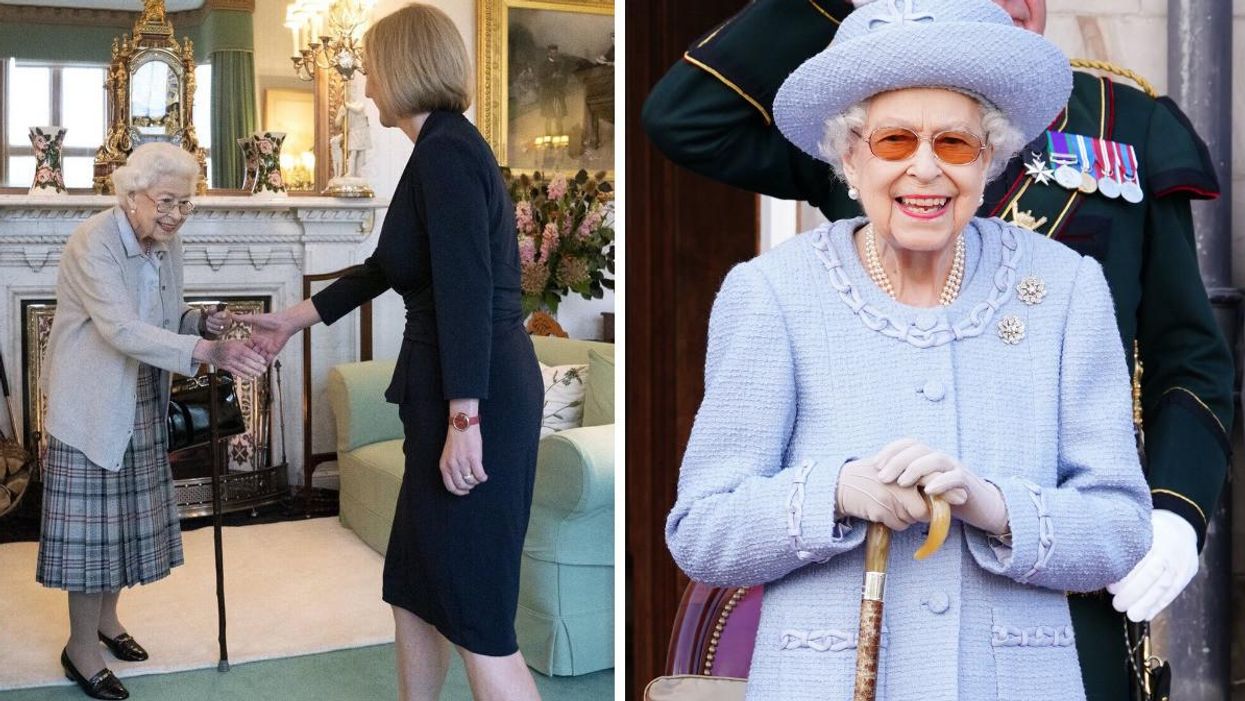Queen Elizabeth II meeting with new UK PM Liz Truss. Right: Queen Elizabeth II.