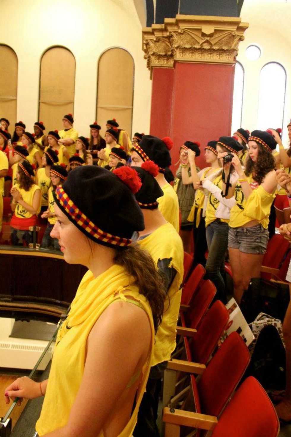 Queen's students wearing tams.