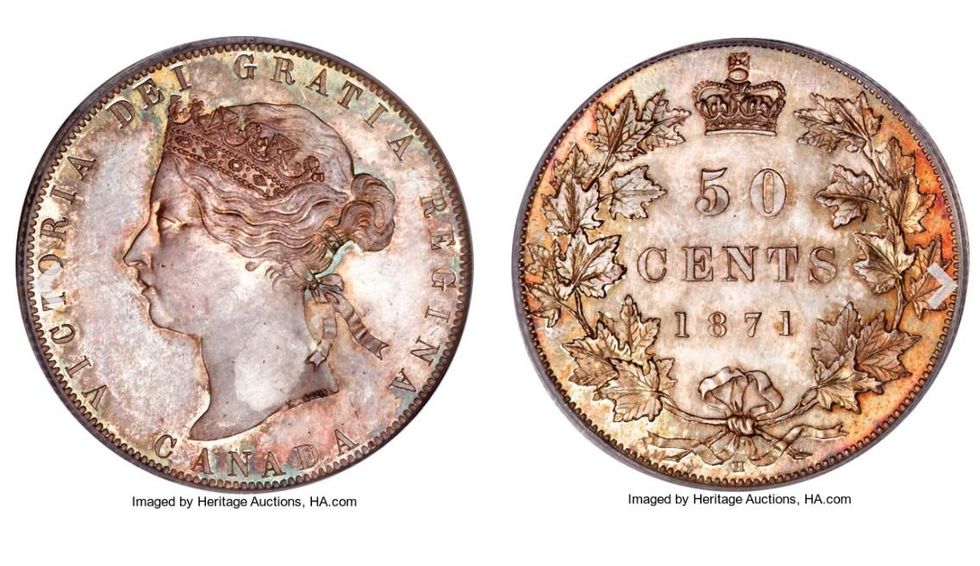 Queen Victoria 1871 50 Cents.