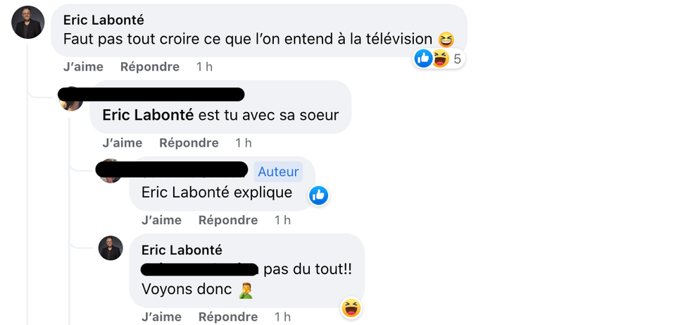 R\u00e9action d'\u00c9ric de 5 gars pour moi.