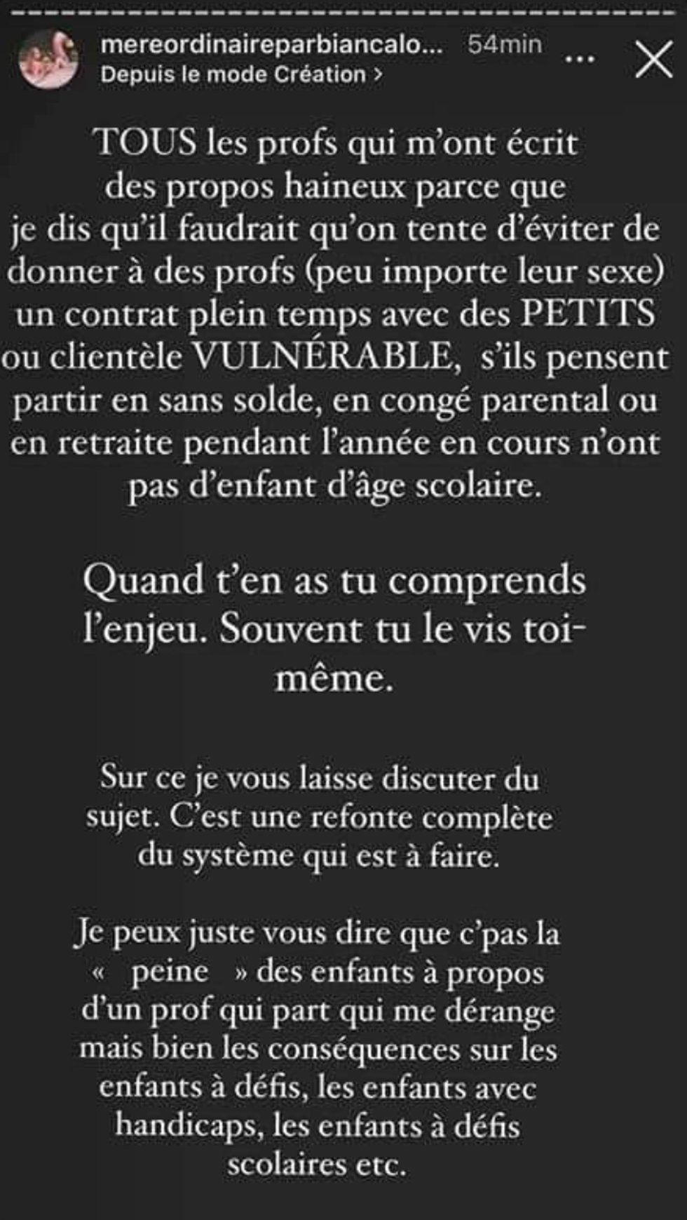 R\u00e9action de Bianca Longpr\u00e9.