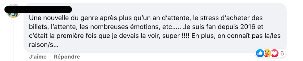 R\u00e9actions apr\u00e8s l'annulation d'un spectacle.