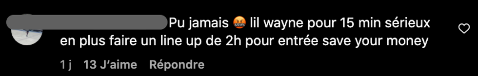 R\u00e9actions concernant la performance de Lil Wayne.