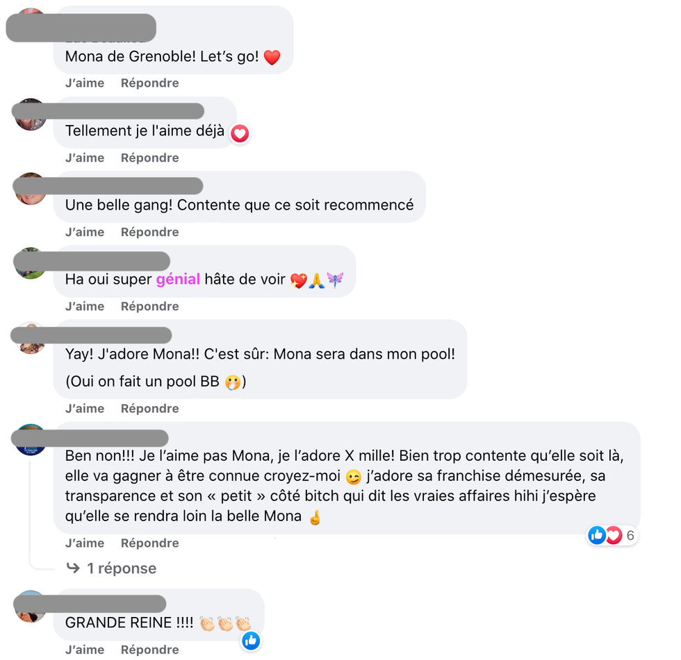 R\u00e9actions concernant Mona de Grenoble de Big Brother C\u00e9l\u00e9brit\u00e9s 3.