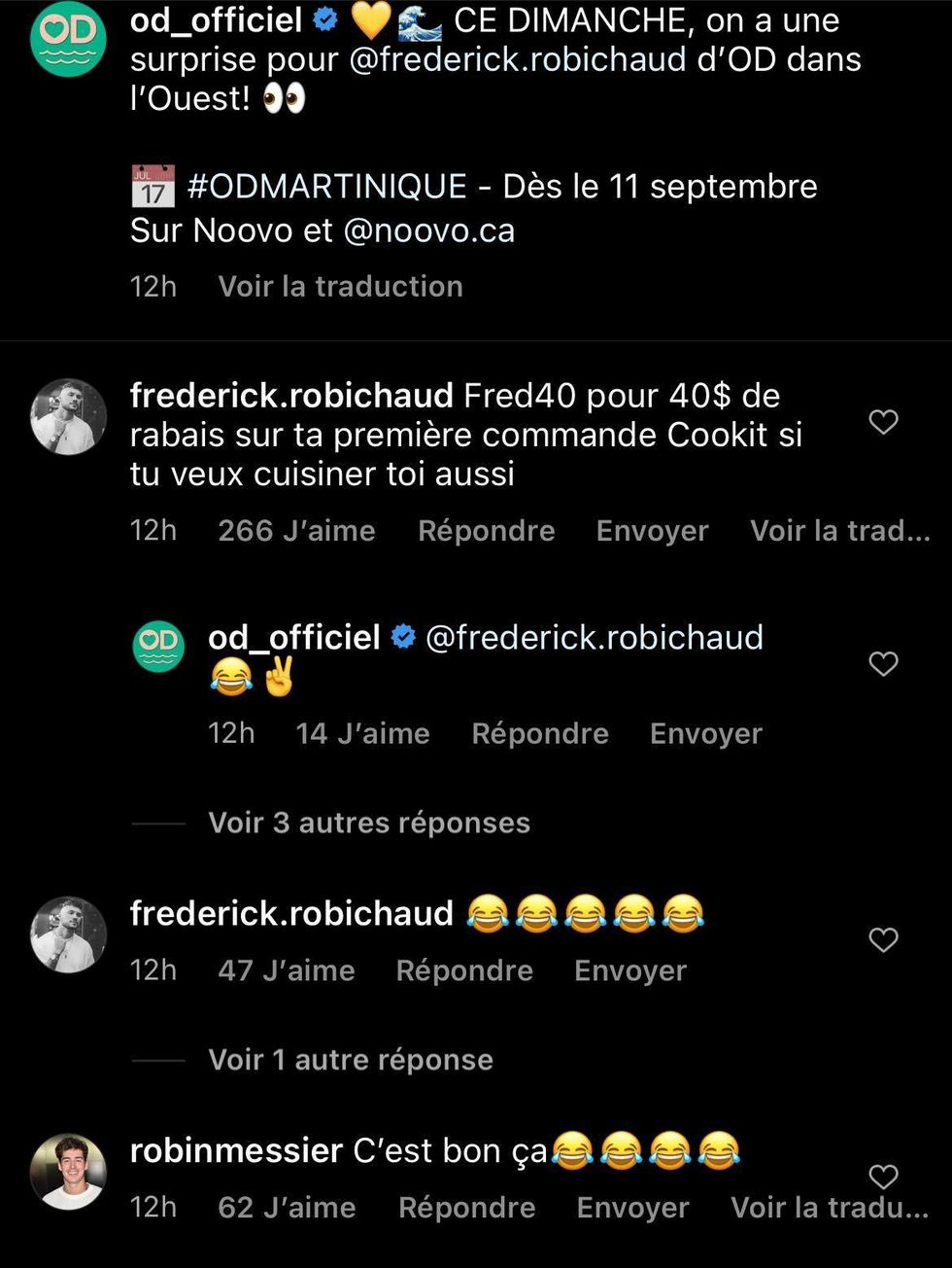 R\u00e9actions de Fr\u00e9d\u00e9rick et Robin d'OD Dans l'Ouest.