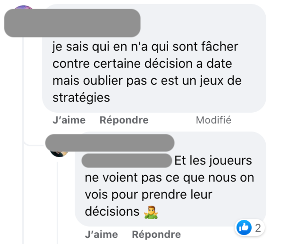 R\u00e9actions face \u00e0 la mise en danger de Natalie.