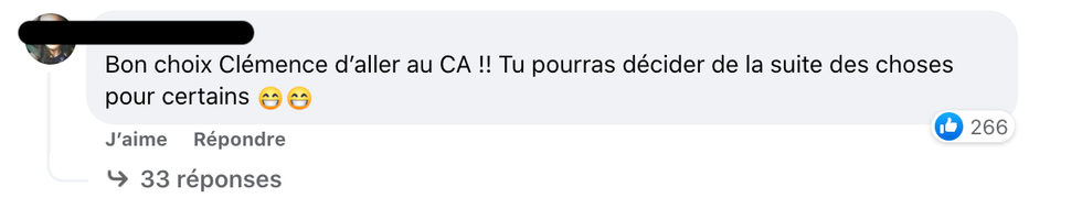 R\u00e9actions suite \u00e0 l'ajout de Cl\u00e9mence au CA.