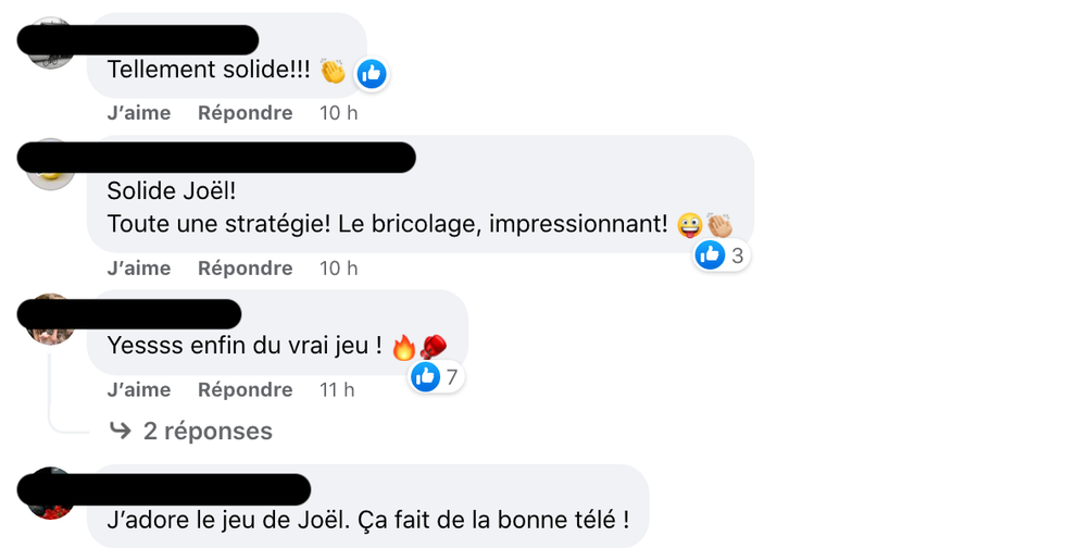 R\u00e9actions sur la strat\u00e9gie de Jo\u00ebl.