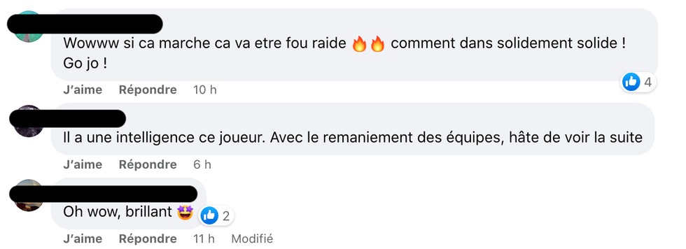 R\u00e9actions sur la strat\u00e9gie de Jo\u00ebl.