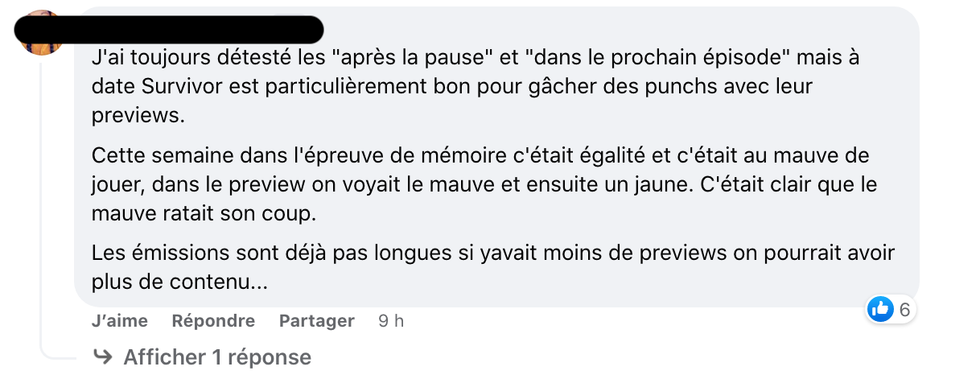 R\u00e9actions sur Survivor Qu\u00e9bec.