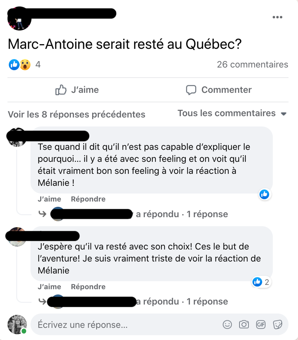 R\u00e9actions \u00e0 L'amour est dans le pr\u00e9 sur Facebook.