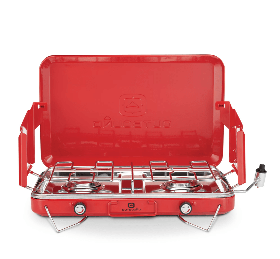 R\u00e9chaud de camping de luxe \u00e0 2 br\u00fbleurs Outbound vendu au Canadian Tire.