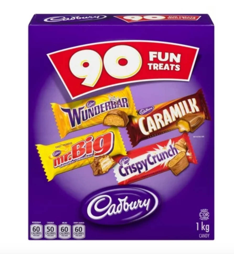 R\u00e9gals-\u00e9clairs de Cadbury : Mr. Big, Crispy Crunch, Caramilk et Wunderbar.