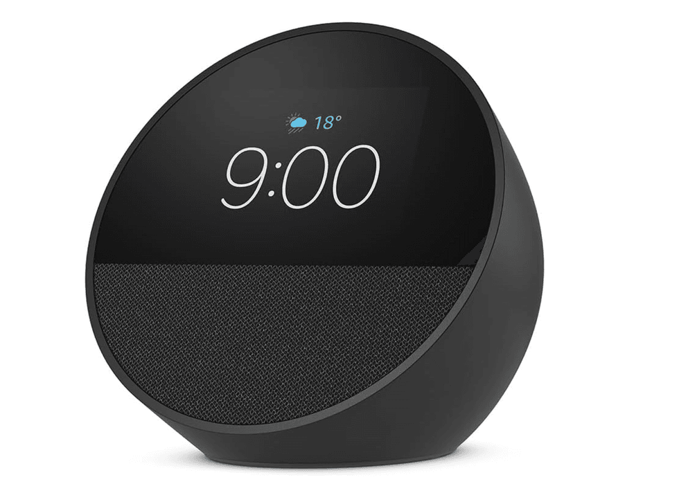 R\u00e9veil intelligent Amazon Echo Spot avec \u00e9cran, haut-parleur et Alexa sur le site d'Amazon Canada.