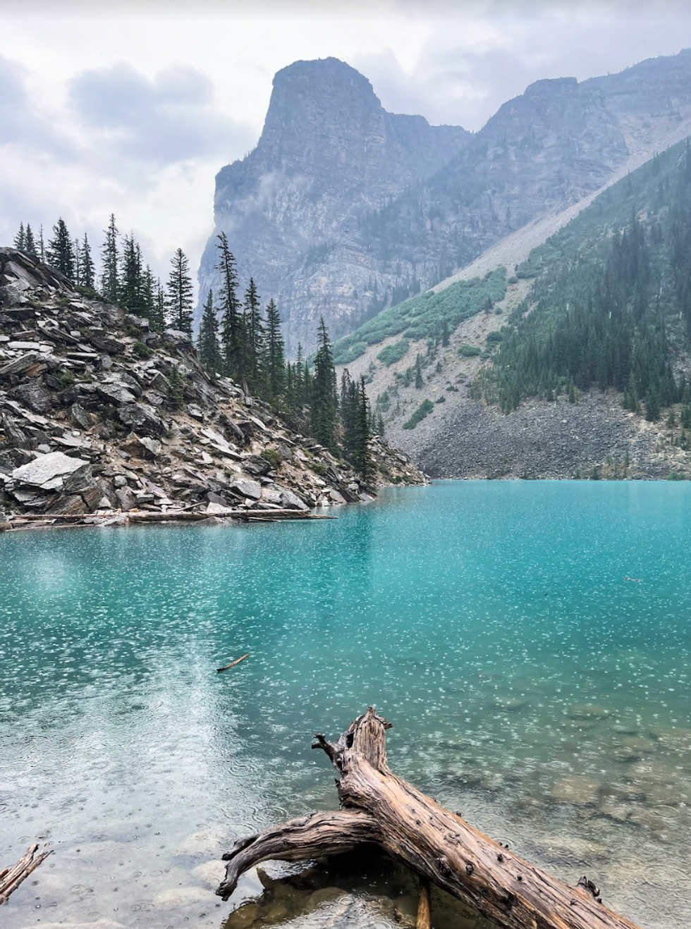 Rain at Moraine Lake.