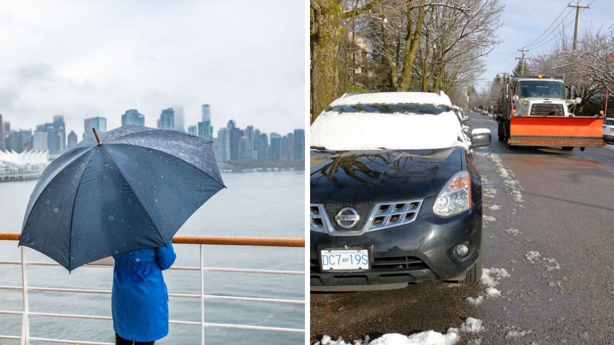 Rain in Vancouver. Right: Snowfall in B.C. at low elevations.