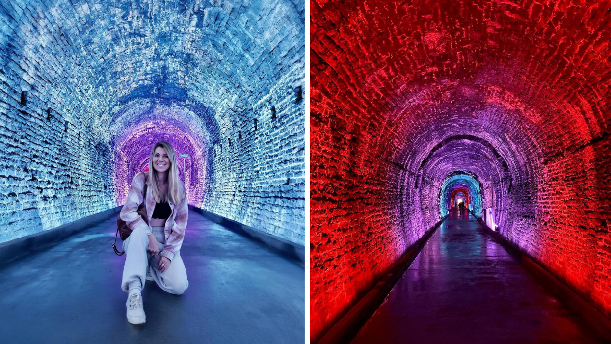 Rainbow colours inside Brockville Tunnel.