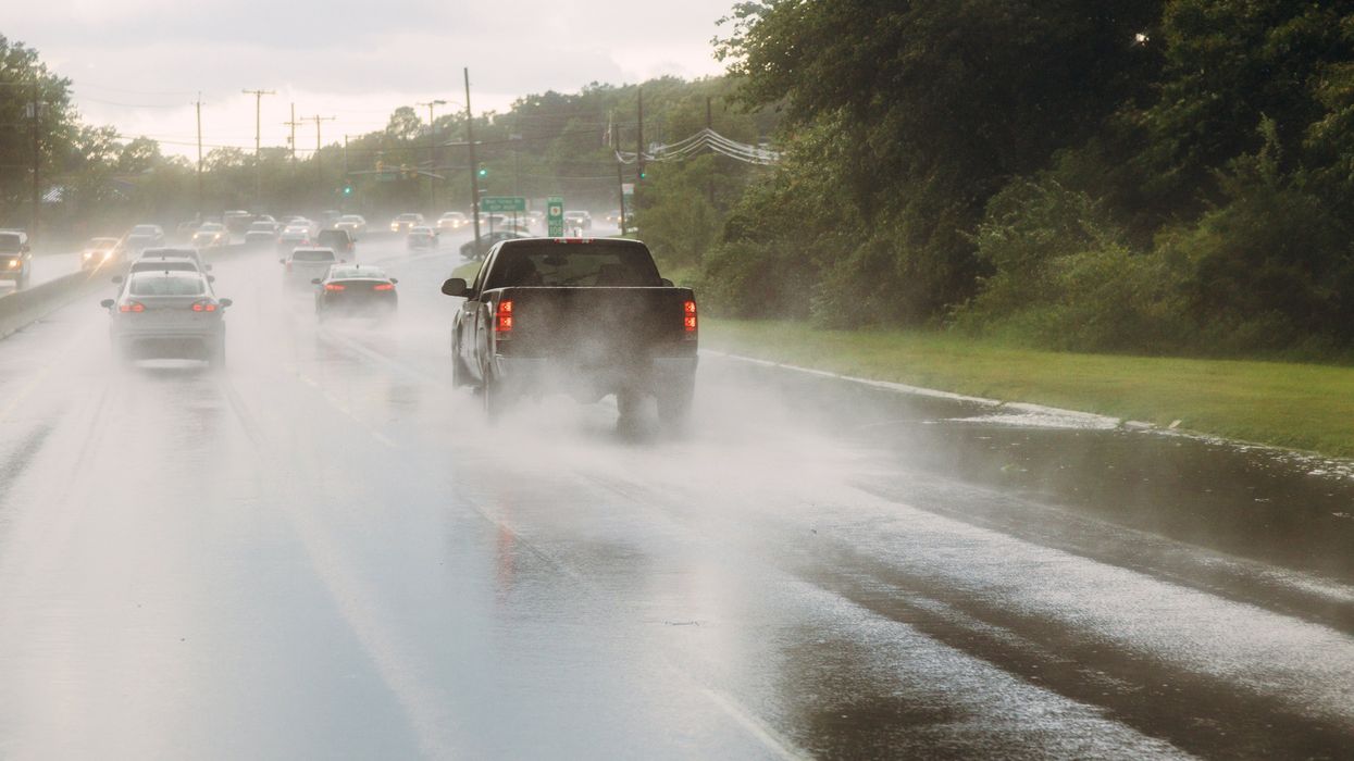 Rainy conditions on a road.