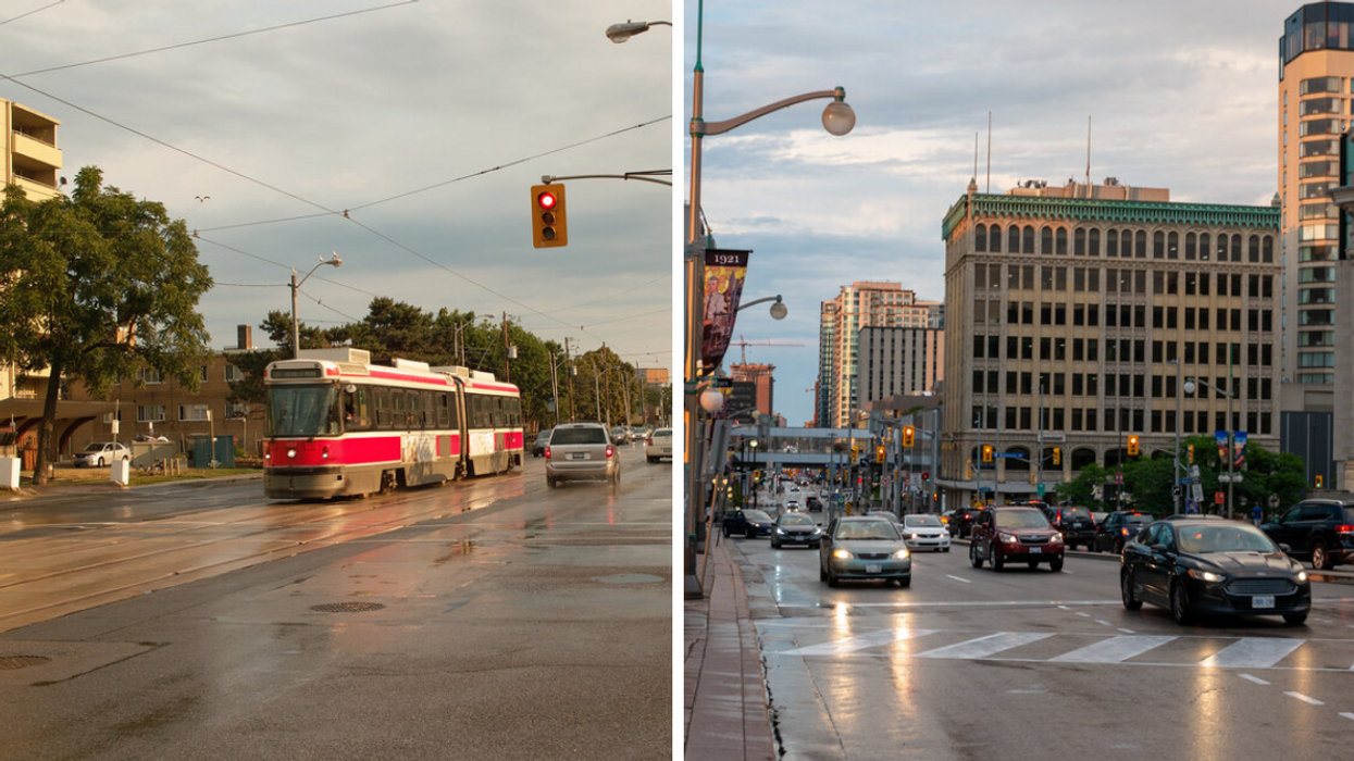 Rainy day in Toronto. Right: Rainy day in Ottawa.