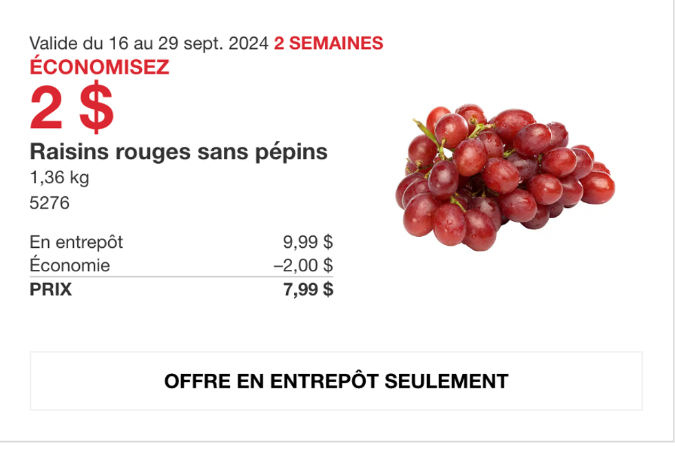 Raisins rouges sans p\u00e9pins.