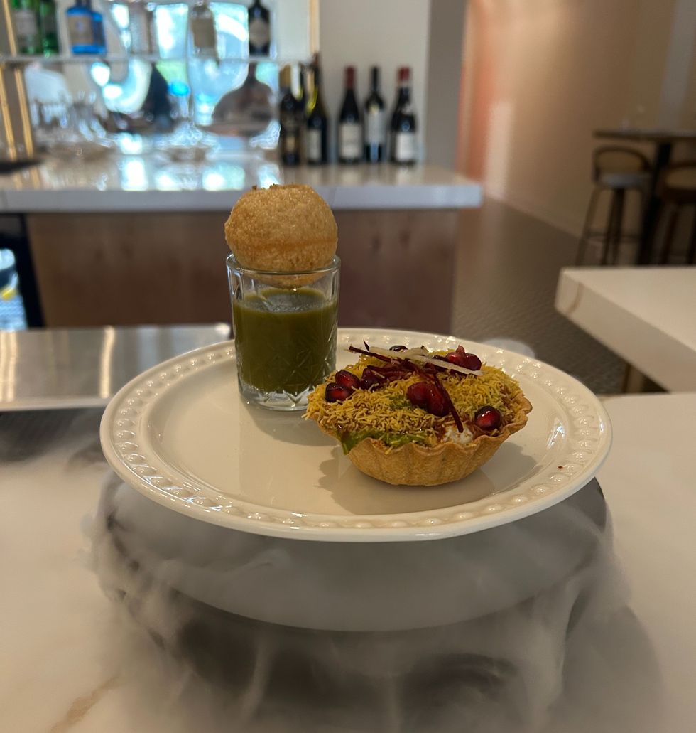 Raj Kachori Tart and Mint Tamarind Pani Puri at Ek Bar.