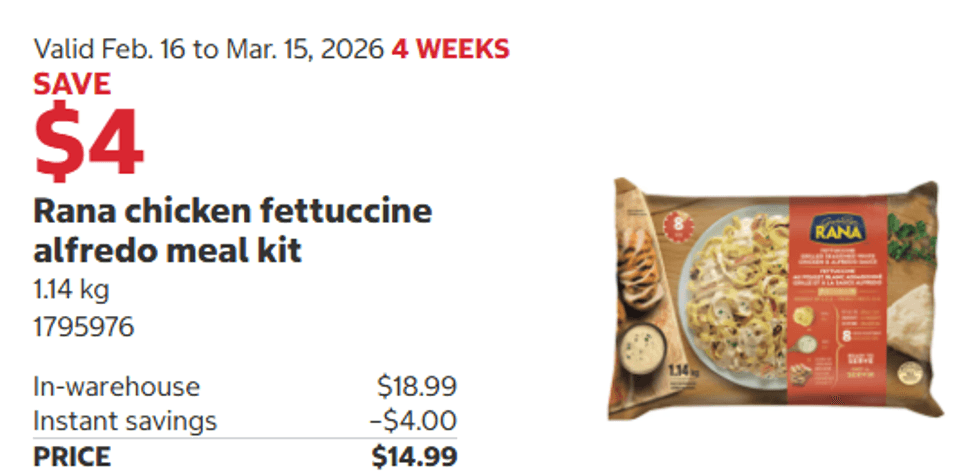 Rana chicken fettuccine alfredo meal kit