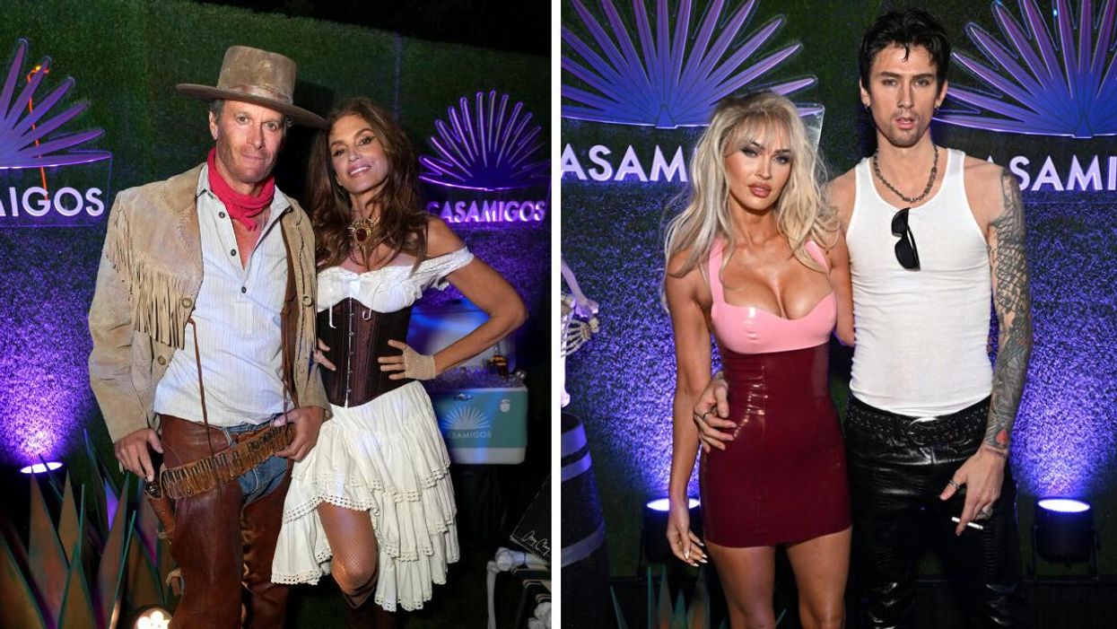 Rande Gerber and Cindy Crawford. Right: Megan Fox and Machine Gun Kelly.