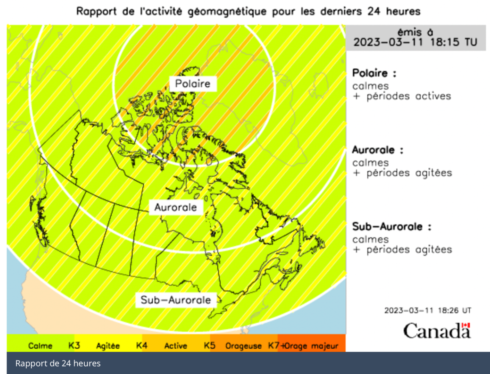 Rapport 24 heures des aurores bor\u00e9ales.