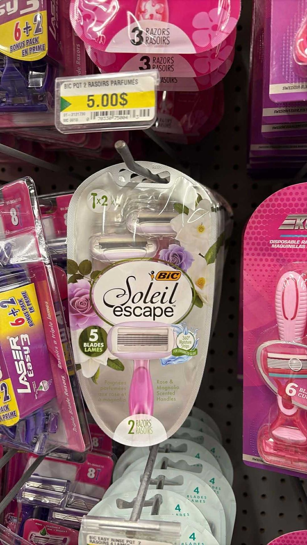 Rasoirs Bic Soleil escape sur les \u00e9tag\u00e8res du Dollarama.