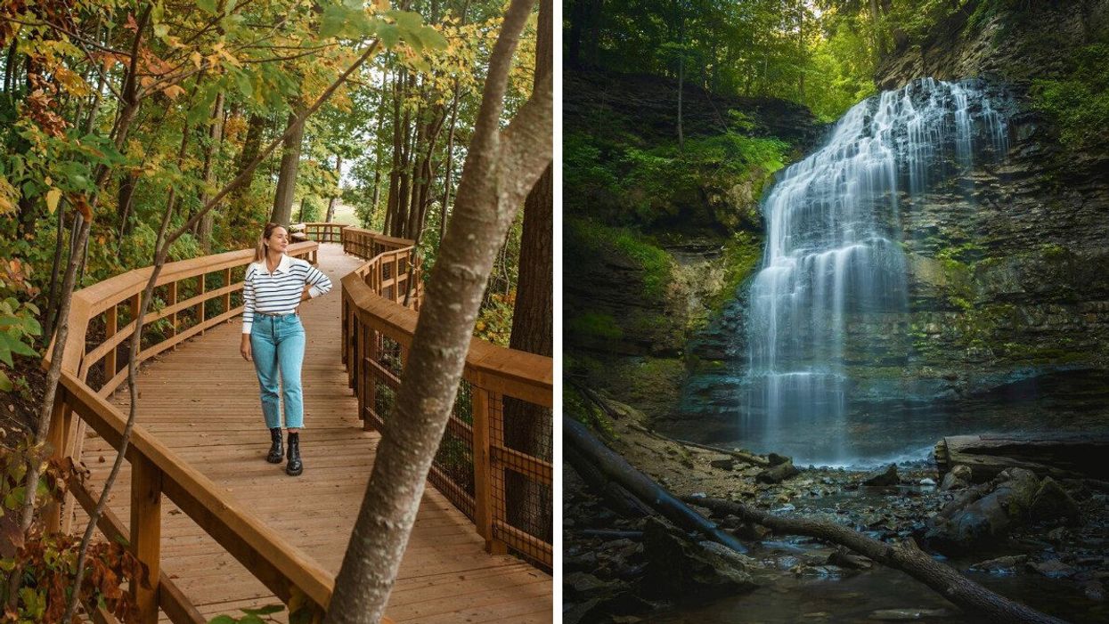 Rattray Marsh Conservation Area. Right: Tiffany Falls Conservation Area.