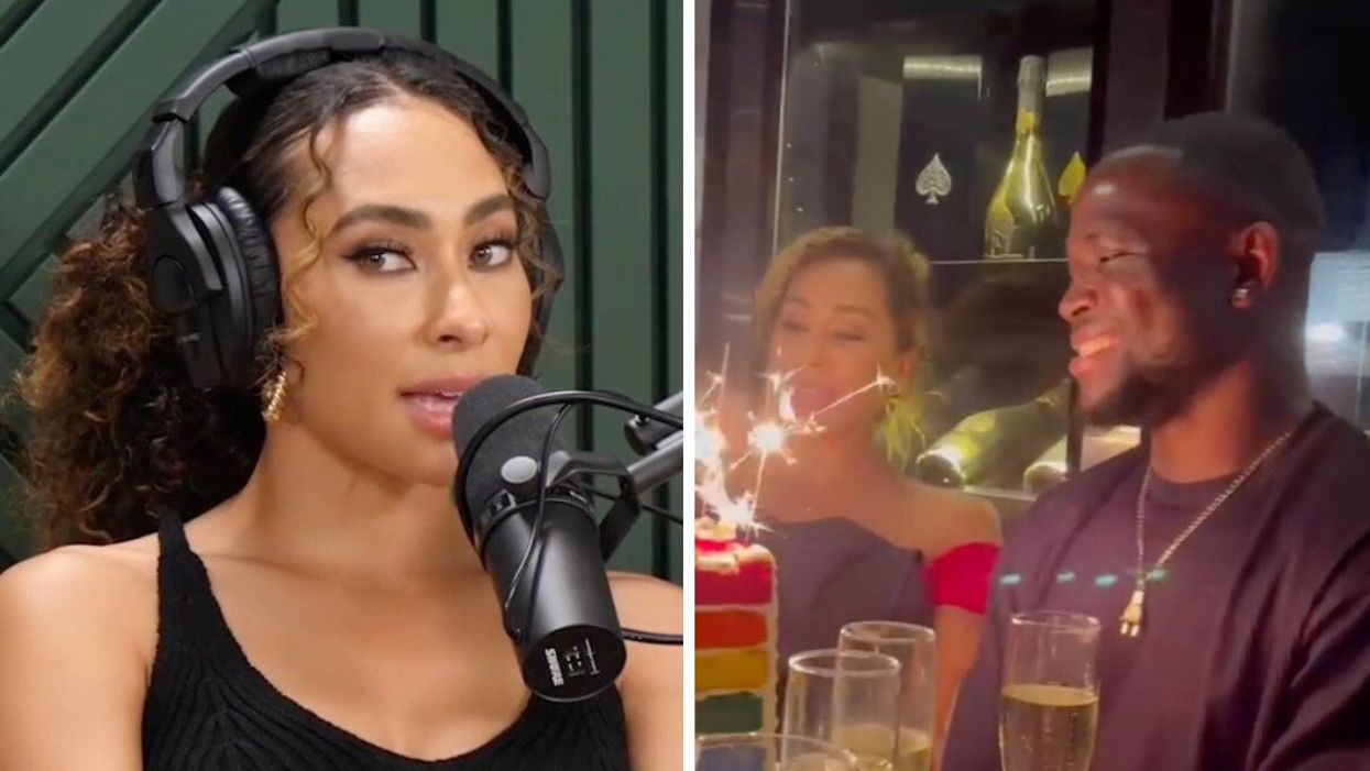 Raven Ross on the Viall Files podcast. Right: Raven Ross and Sk Alagbada.