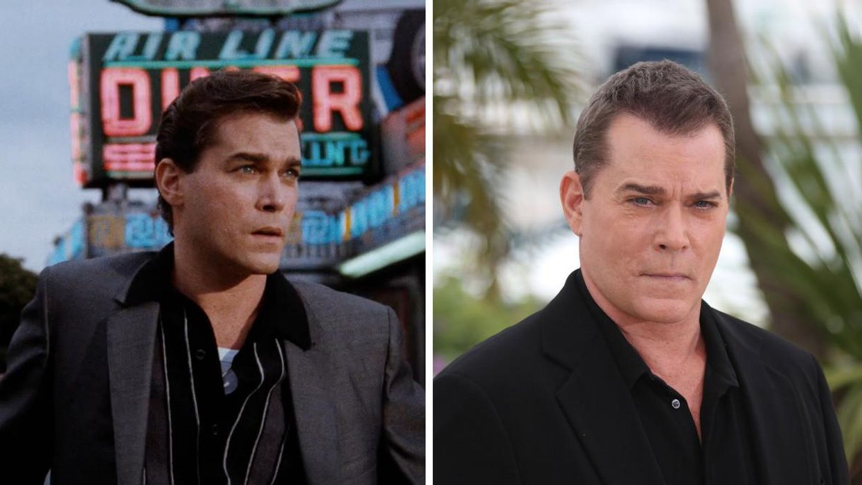 Ray Liotta in 'Goodfellas.' Right: Ray Liotta in Cannes, France.