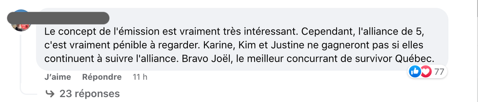 Reactions suite au depart de Joel a Survivor.