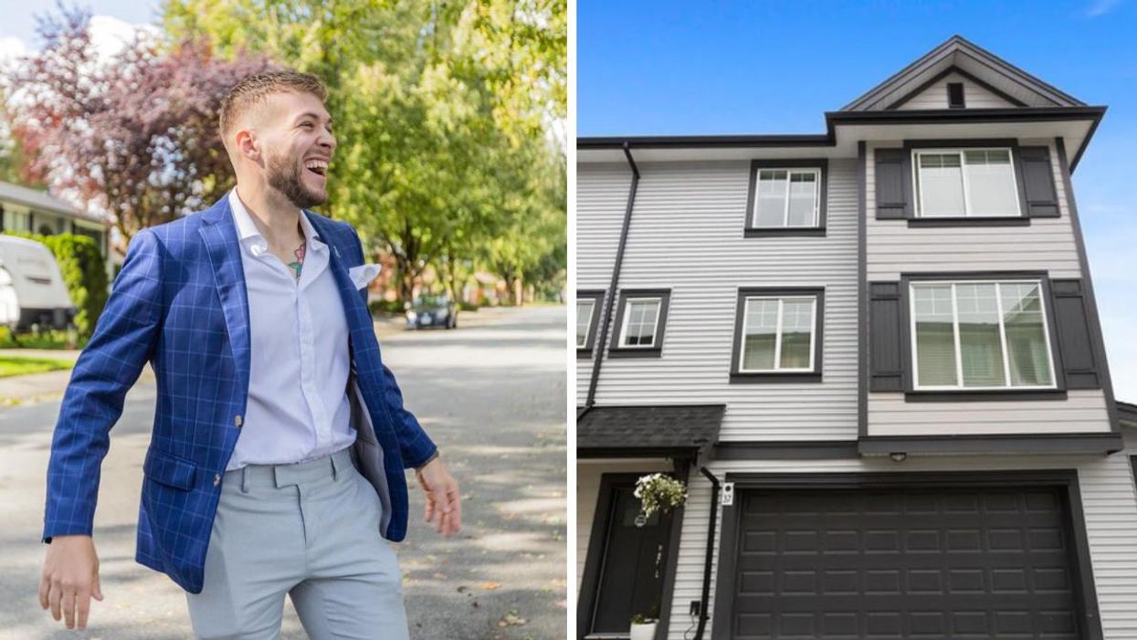 Real estate agent, Conor Kelly. Right: Townhomes.