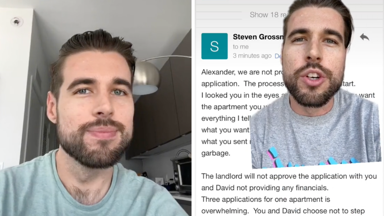 Realtor Joe Biscaha telling the story on TikTok. Right: Realtor, Joe Biscaha, reading the email.