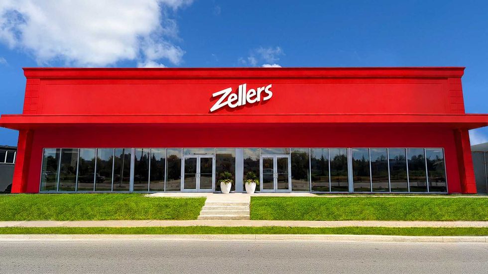 red and white exterior of new zellers store in toronto ontario