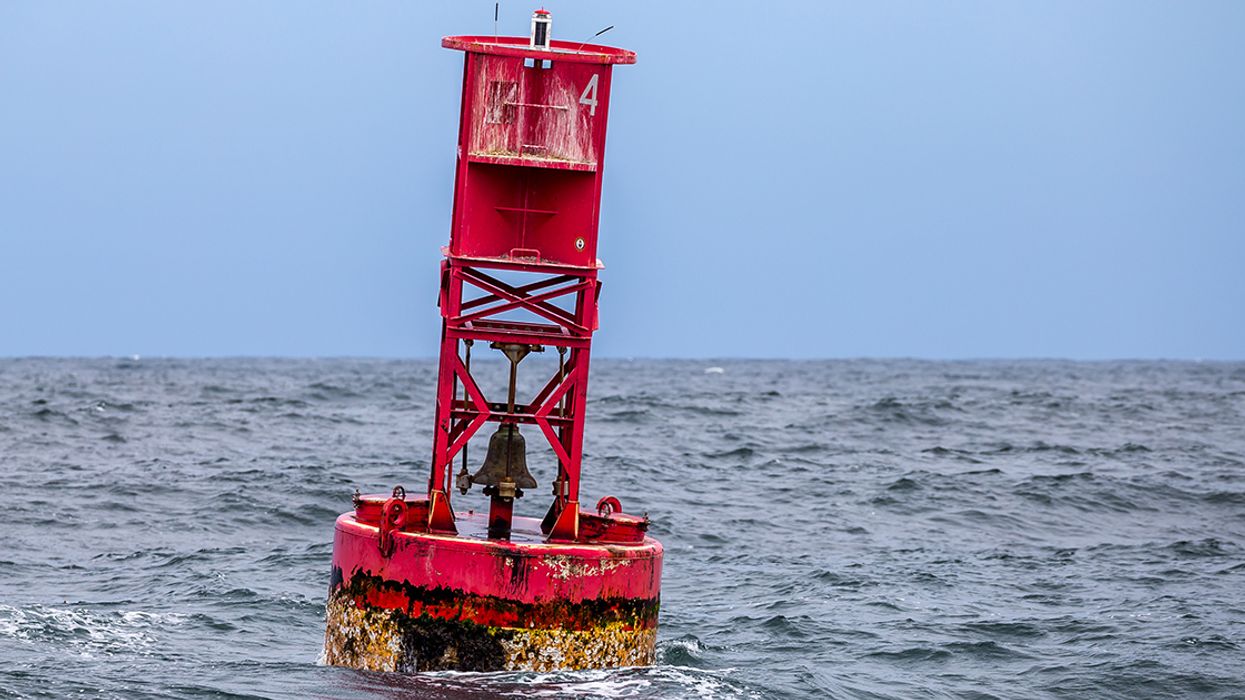 Red buoy floating in the water