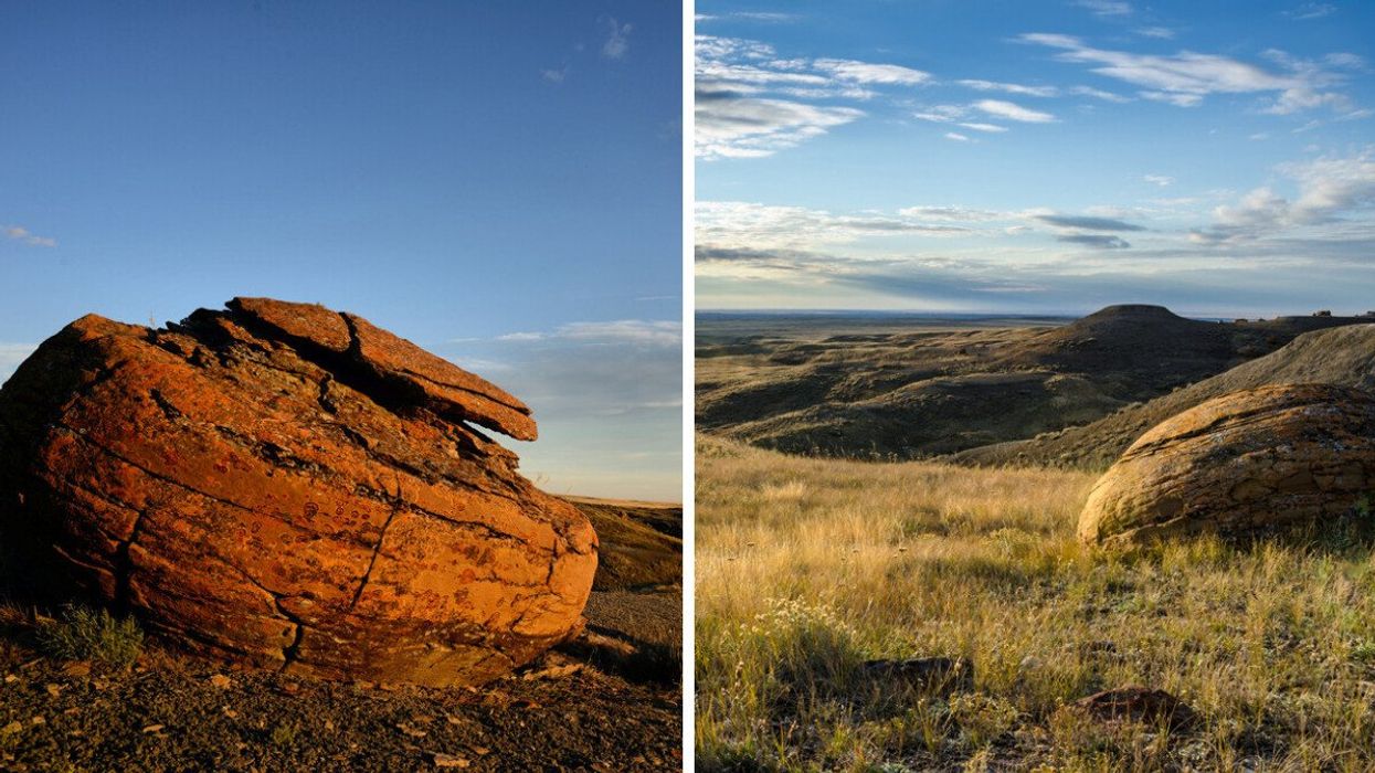 Red Rock Natural Coulee. Right: Red Rock Natural Coulee in Alberta.