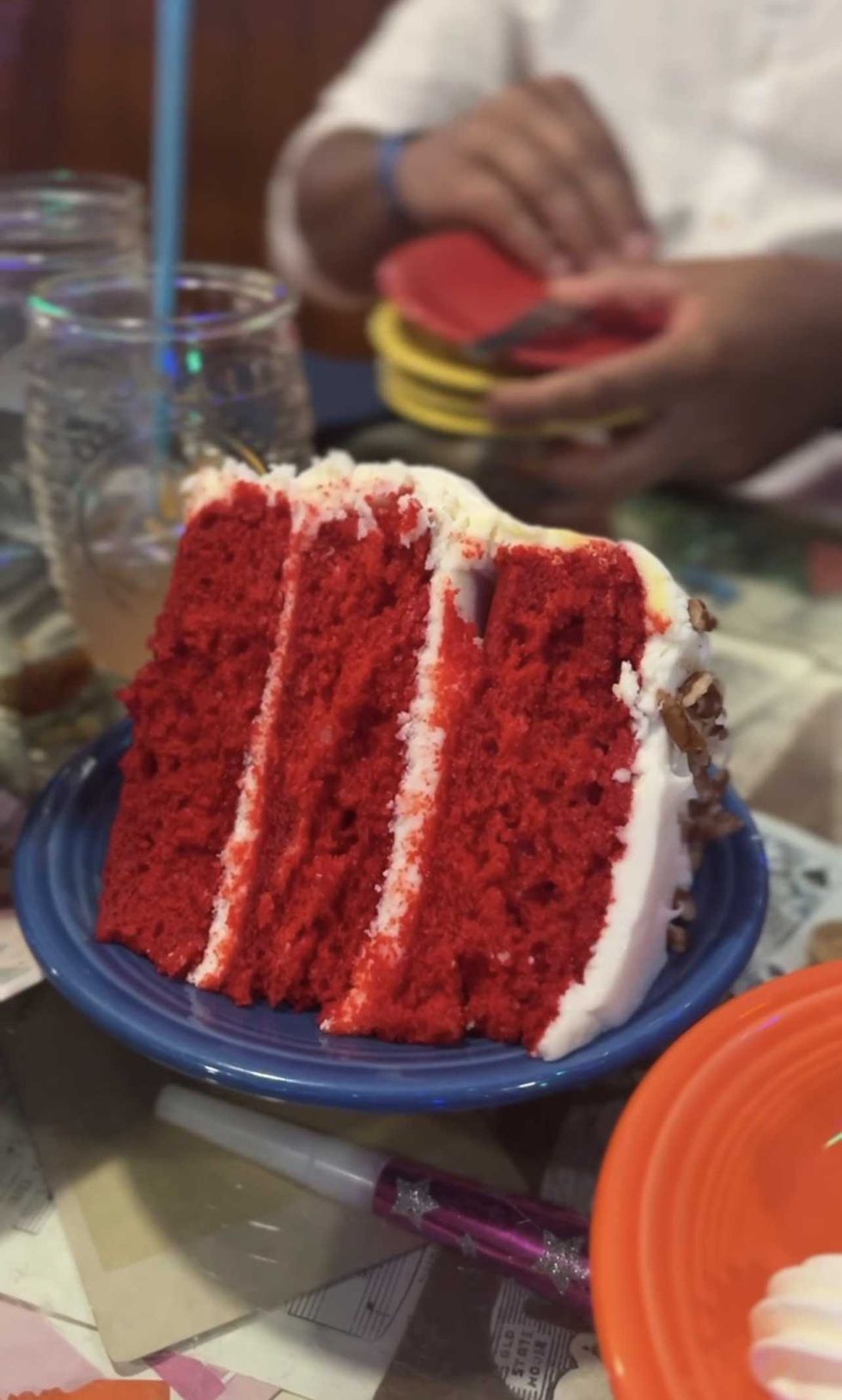Red velvet cake at The Bubble Room