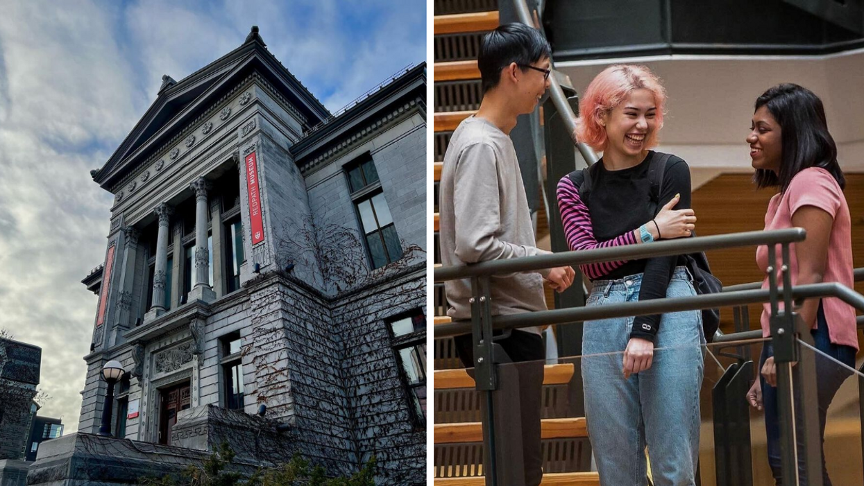 Redpath Museum at McGill University. Right: Students at University of British Colombia.