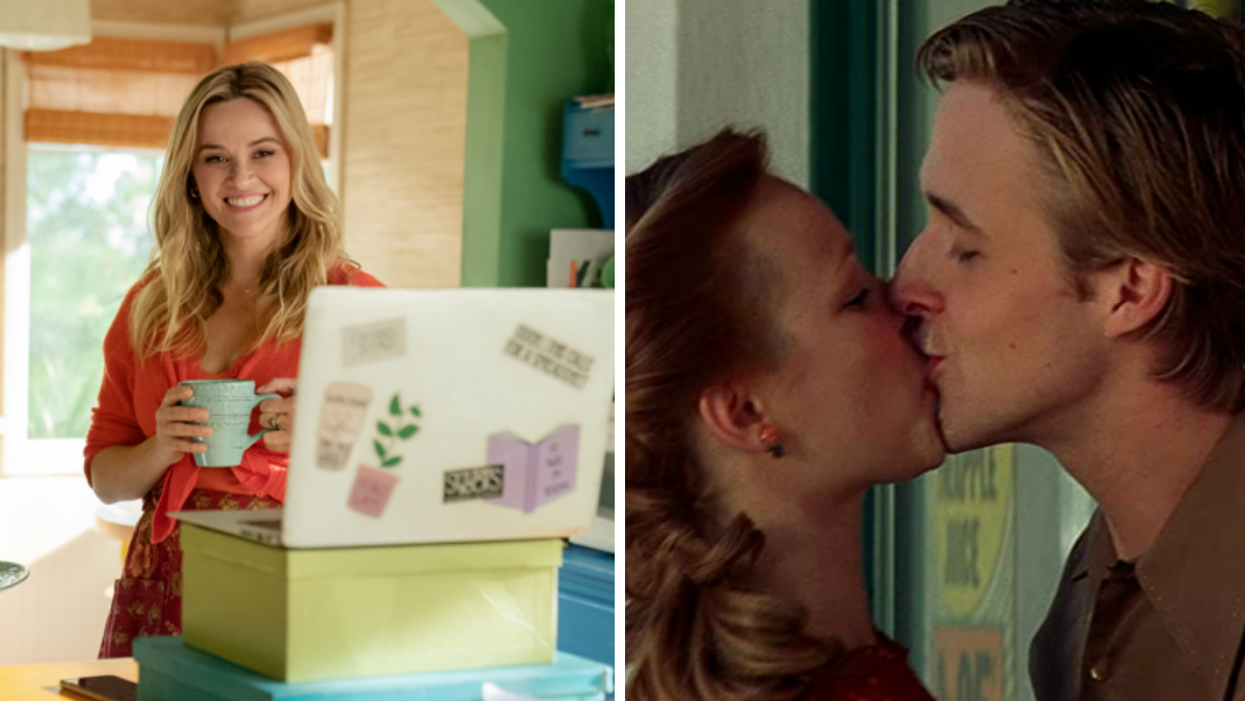 Reese Witherspoon in 'Your Place or Mine'. Right: A scene from 'The Notebook.'