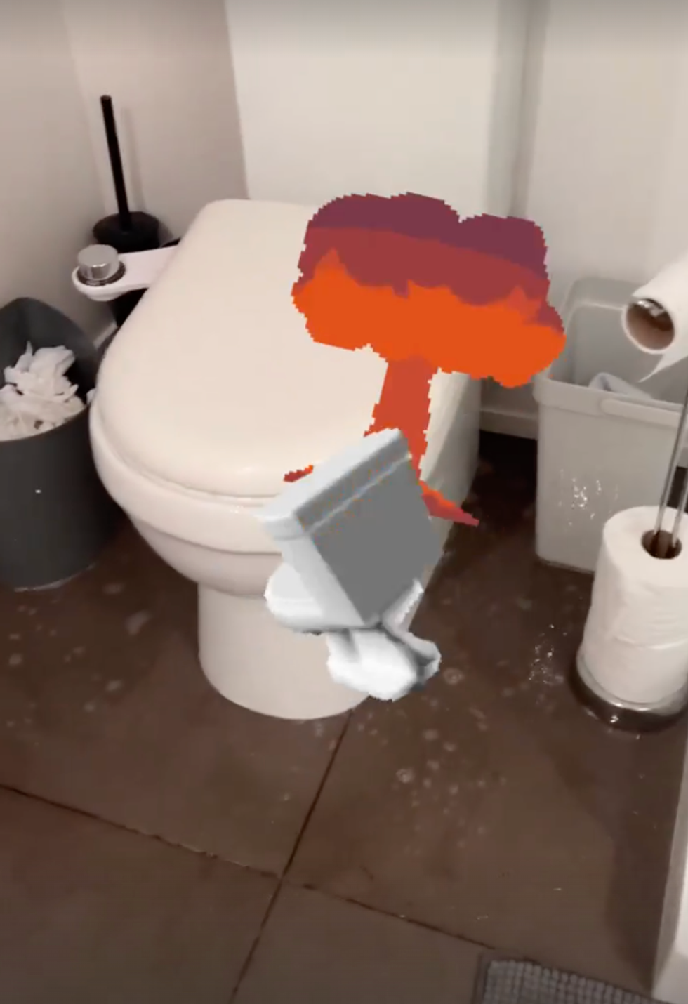 Refoulement d'\u00e9gouts dans une salle de bain.