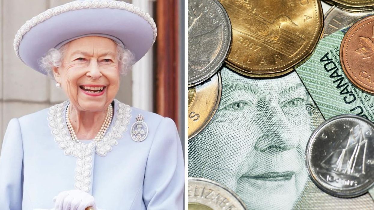 Reine Elizabeth II. Droite : Argent canadien.