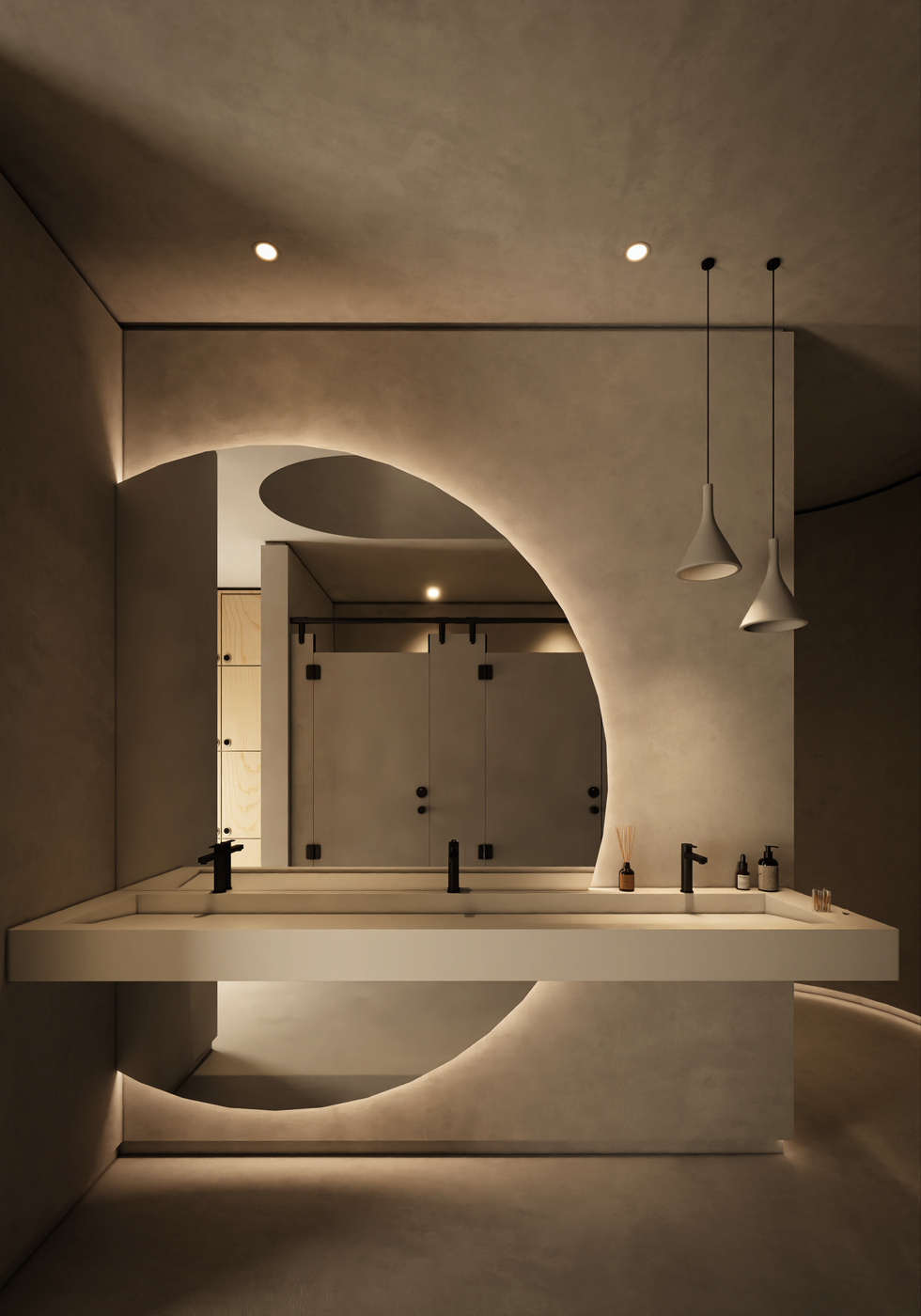 Rendering of change room.