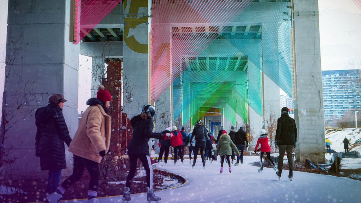 Rendering of 'The Gateway' installation at The Bentway skate trail.