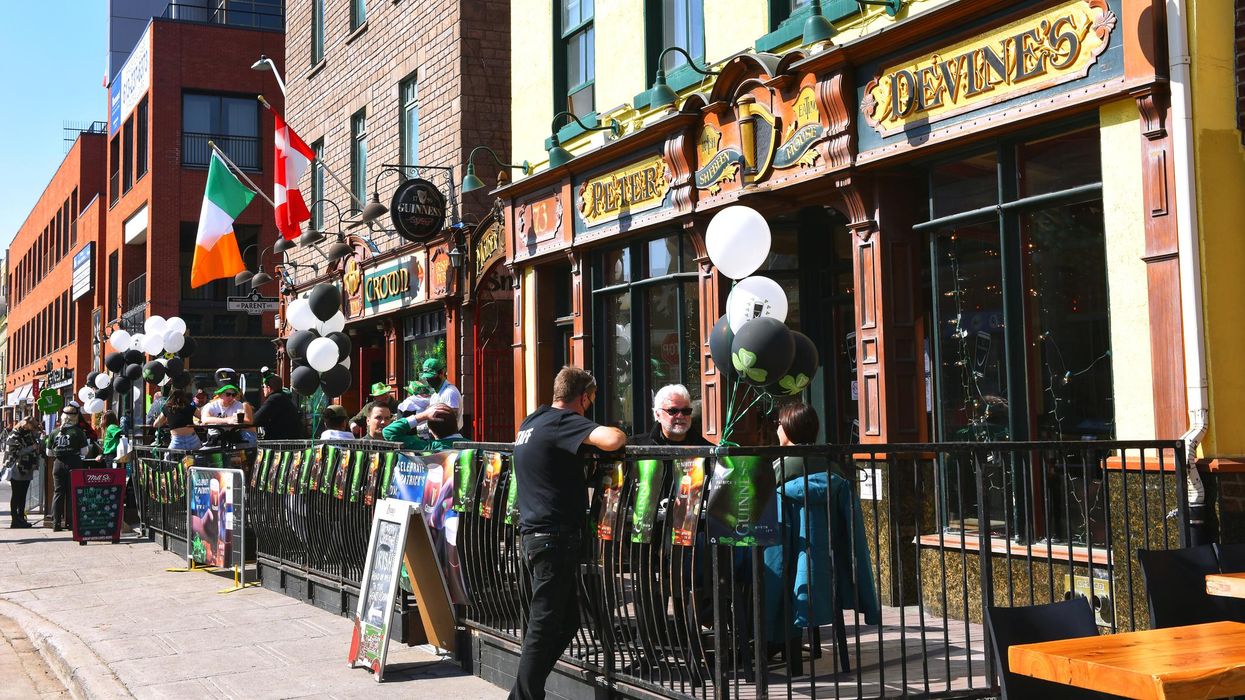 Residents enjoying St. Patrick Day at an Irish pub in Ottawa.
