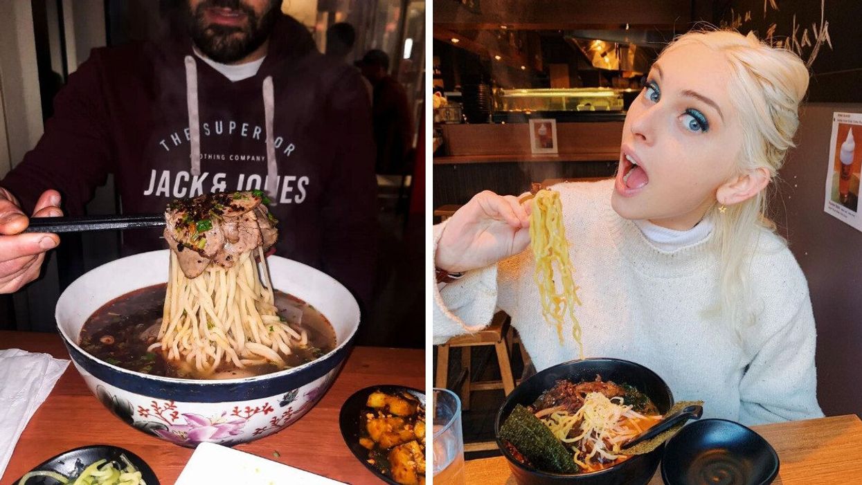 Restaurant Nouilles de Lan Zhou à Montréal. Droite : Restaurant Kurobuta Izakaya à Montréal.