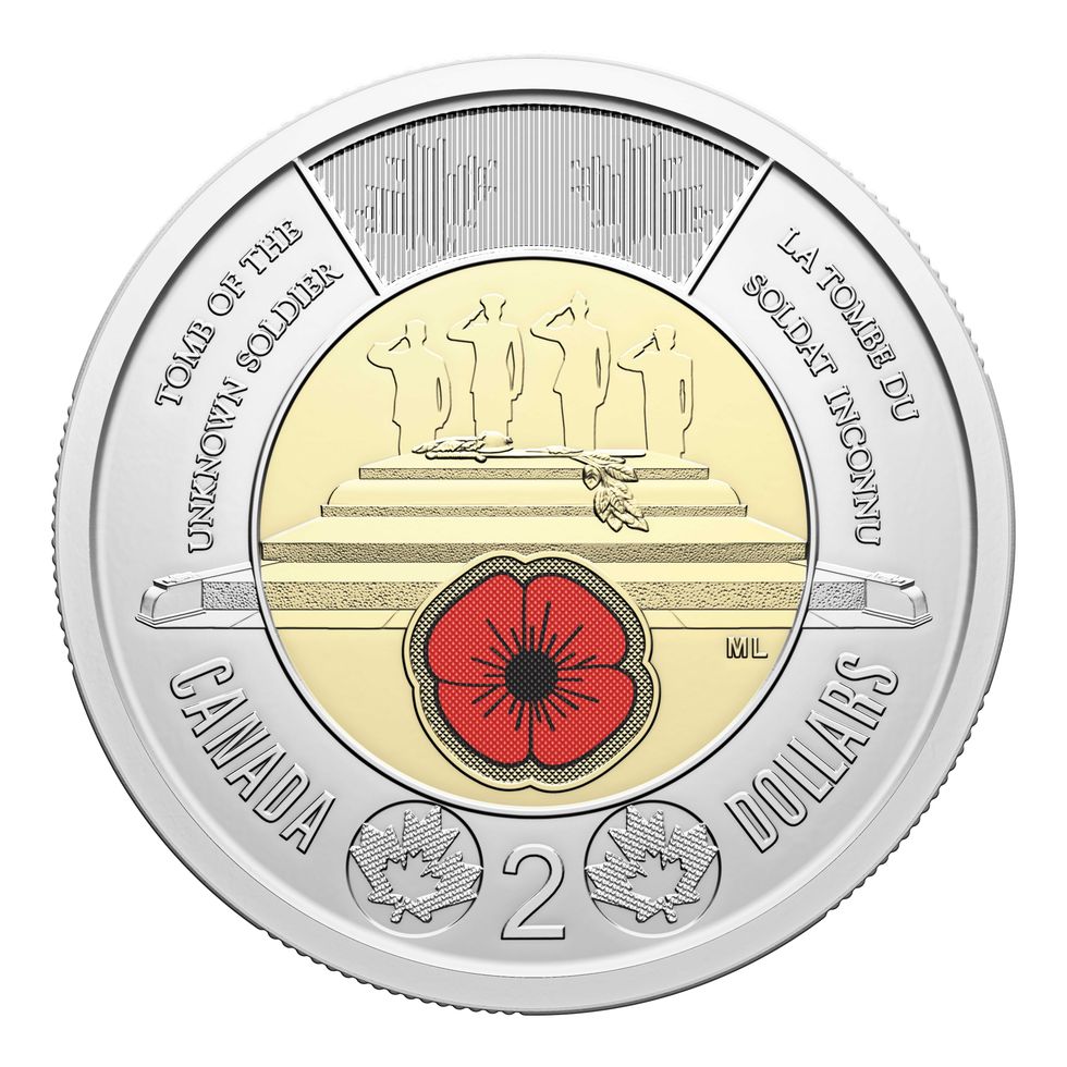 reverse side of canada's unknown soldier coin