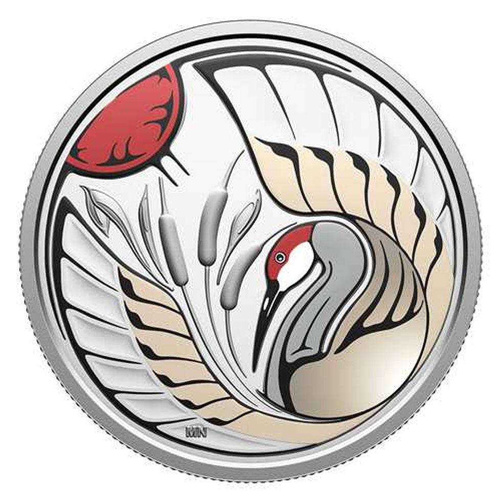 Reverse side of Clan Animals: Sandhill Crane Fine Silver Coin