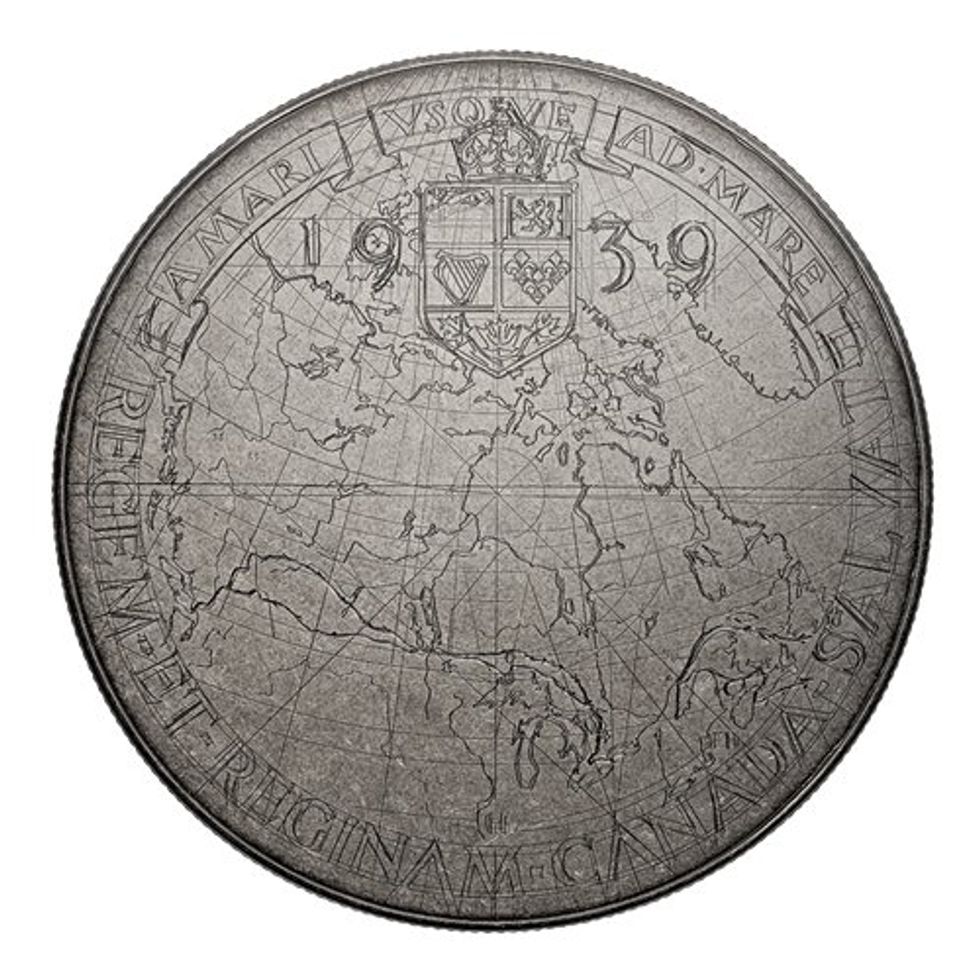 reverse side of emanuel hahn's original sketch royal visit coin